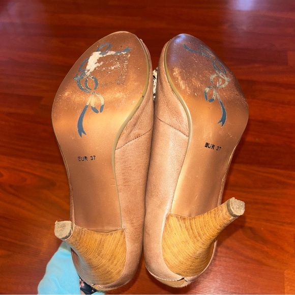 Poetic Locence London Brown Tan Heels with Rhinestone Embellishment - Picture 5 of 6